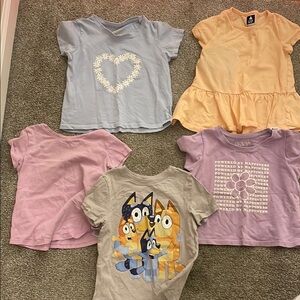 Kids Assorted Summer T-Shirts Bundle - Floral, Bluey, Heart, Etc.